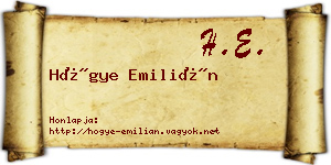 Hőgye Emilián névjegykártya